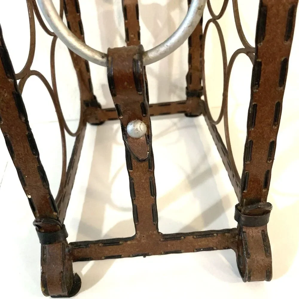 Mid-Century Modern Wine Rack French Wrought Iron 6 Bottle Capacity 1950s-1970s